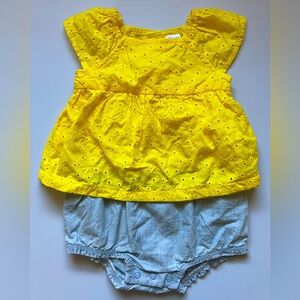 Carter’s- Baby Yellow Eyelet and blue romper